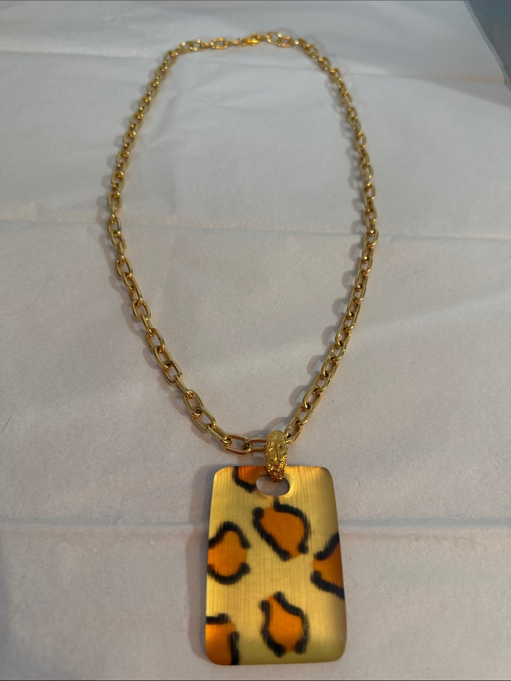 NWT Alexis Bittar Leopard Print Lucite Pendant Necklace
